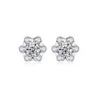 Sterling Silver Fashion And Elegant Flower Cubic Zirconia Stud Earrings Silver - One Size