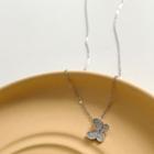 925 Sterling Silver Butterfly Necklace L210 - Butterfly - White Gold - One Size