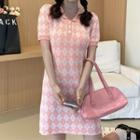 Short-sleeve Argyle Polo Dress Pink - One Size