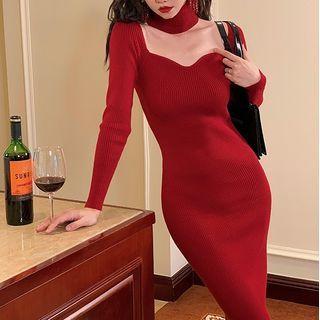 Long-sleeve Knit Top / Sheath Dress
