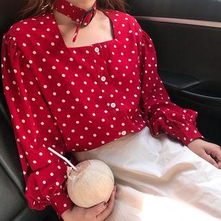 Polka Dot Choker Blouse