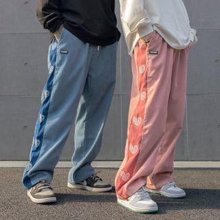 Couple Matching Embroidered Straight Leg Pants