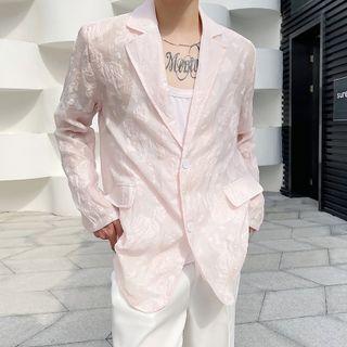 Floral Embroidered Sheer Blazer