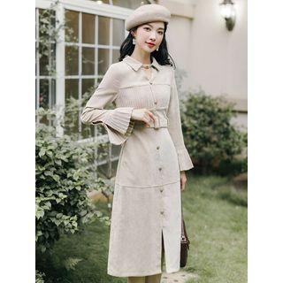 Flared-sleeve Collared Sheath Dress