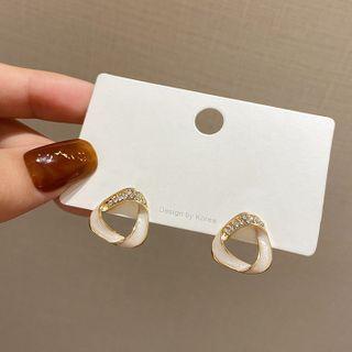 Triangle Rhinestone Glaze Alloy Earring A259 - 1 Pair - Gold - One Size