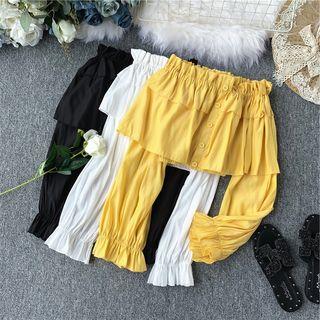 Off-shoulder Ruffle-detail Cropped Blouse