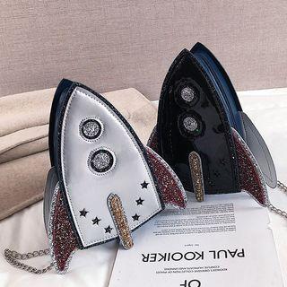 Rocket Shape Faux Leather Crossbody Bag