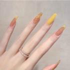 Flower Faux Nail Tips R203 - Yellow - One Size