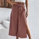 Slit-hem Wide Leg Cropped Pants