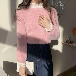 Mock-neck Ruffle Collar Sweater