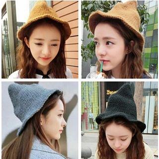 Plain Knit Pointed Bucket Hat