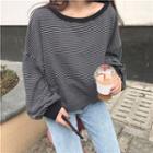 Striped Long-sleeve Boxy T-shirt