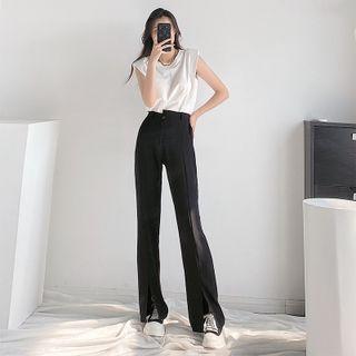 Slit-front Straight-cut Dress Pants In 5 Colors