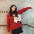 Cartoon Pig Loose-fit Sweater As Figure - One Size