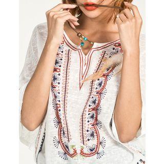 Open-placket Pattern-detail Tunic
