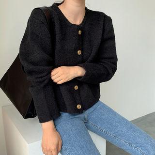 Round-neck Boucl -knit Cardigan