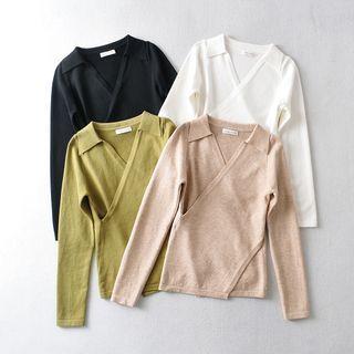 Collared Crisscross Knit Top