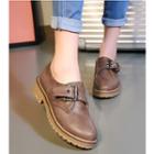 Faux Leather Buckled Low Heel Shoes