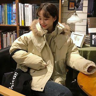 Furry Hood Zip Padded Jacket