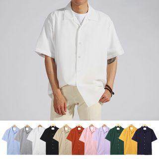 Open-placket Boxy Short-sleeve Shirt