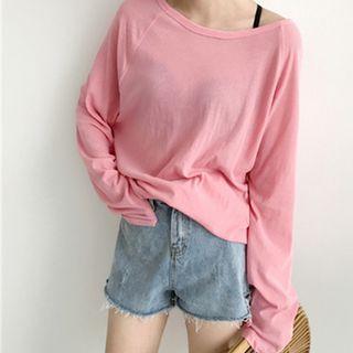 Long-sleeve Raglan Plain T-shirt