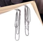 Rhinestone Fringed Dangle Earring 1 Pair - Steel Stud - Silver - One Size