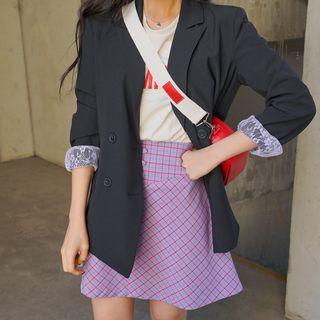 Double-breasted Lace-cuff Blazer