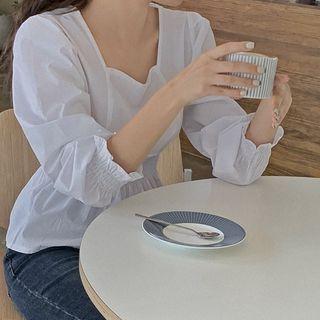 Square-neck Smock-waist Blouse