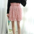 High-waist Laced Chiffon Miniskirt