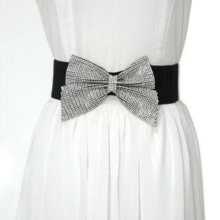 Rhinestone Bow Elastic Belt