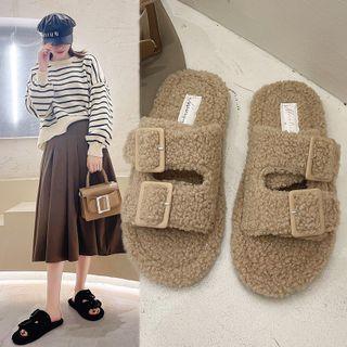 Faux Shearling Slide Sandals