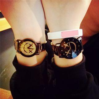 Smiley Face Print Bracelet Watch