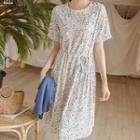 Button-side Midi Floral Dress