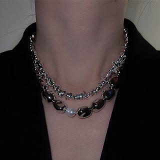 Faux Pearl / Faux Gemstone Alloy Choker