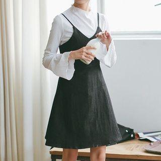 Turtleneck Knit Top / Spaghetti Strap Dress
