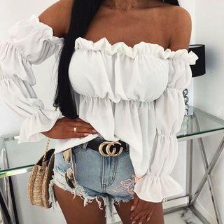 Off-shoulder Ruched Blouse