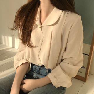 Plain Blouse Beige Almond - One Size