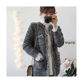Round-neck Tweed Cardigan