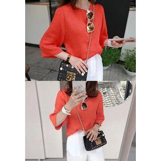 3/4-sleeve Textured Top