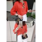 3/4-sleeve Textured Top