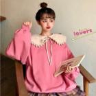 Wide Panel Lace Peter Pan Collar Long-sleeve Sweatshirt