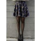Banded-waist A-line Checked Skirt