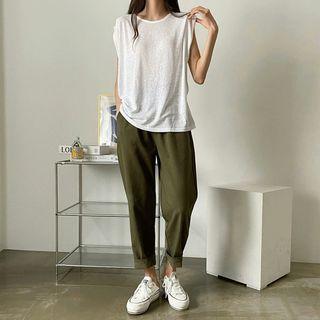Shirred-shoulder Tank Top