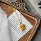 Heart Pendant Stainless Steel Necklace Gold - One Size