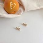 Cat Eye Stone Bow Earring 1 Pair - As Shown In Figure - One Size