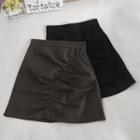 Plain Shirred Mini Pencil Skirt