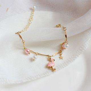 Flamingo & Beaded Bracelet As Shown In Figure - One Size