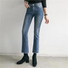Pile Lined Washed Boot-cut Jeans