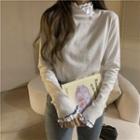 Long-sleeve Rabbit Embroidered Turtleneck T-shirt