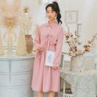 Long-sleeve Knot Front Dress